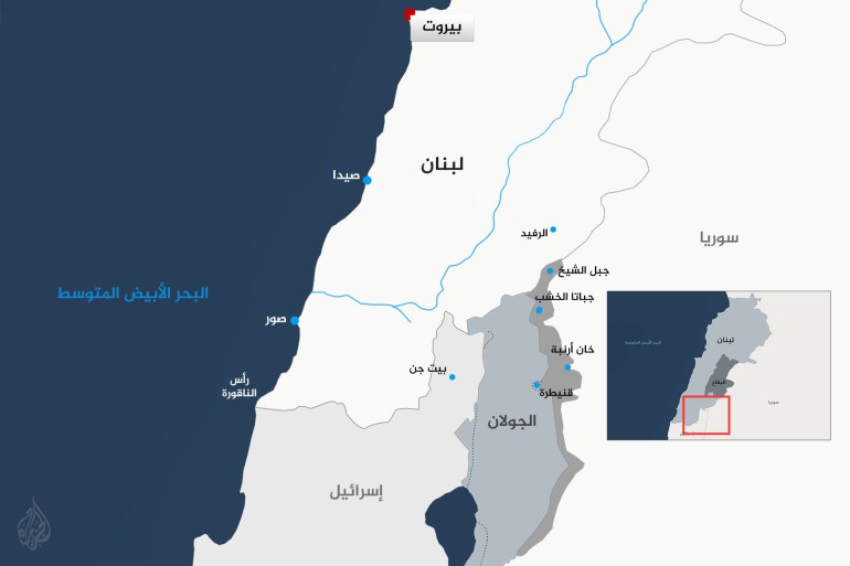 خريطة خريطة جبل الشيخ سوريا لبنان الجولان الشريط الممتد القنيطرة