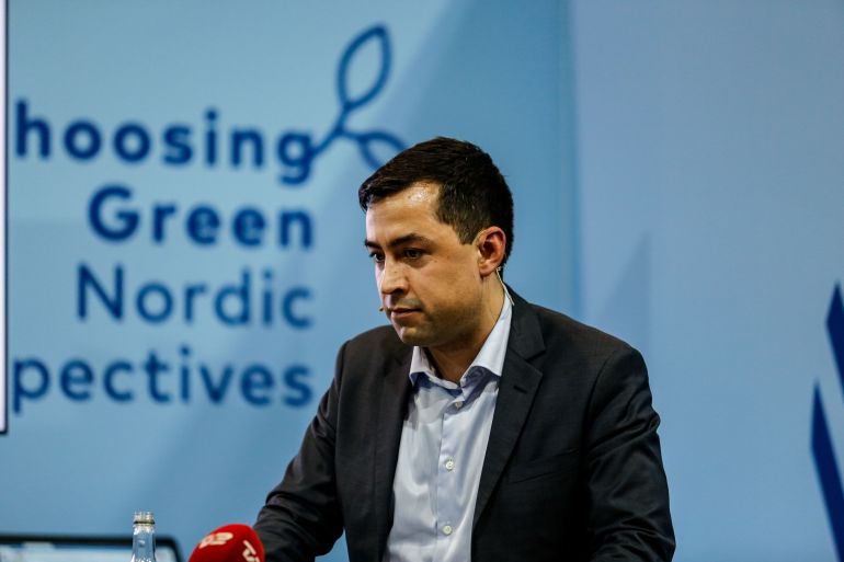 Mandatory Credit: Photo by Dominika Zarzycka/NurPhoto/Shutterstock (12582451ba) Múte Bourup Egede, Prime Minister of Greenland speaks at the COP26 UN Climate Change Conference, held by UNFCCC inside the COP26 venue - Scottish Event Campus in Glasgow, Scotland on November 1, 2021. Heads of states arrived for two day summit in Glasgow. COP26, running from October 31 to November 12 in Glasgow will be the most significant climate conference since the 2015 Paris summit as the nations are expected to set new greenhouse gas emission targets in order to slow the global warming, as well as firming up other key commitments. Day 2 Of COP26 UN Climate Conference In Glasgow, United Kingdom - 01 Nov 2021