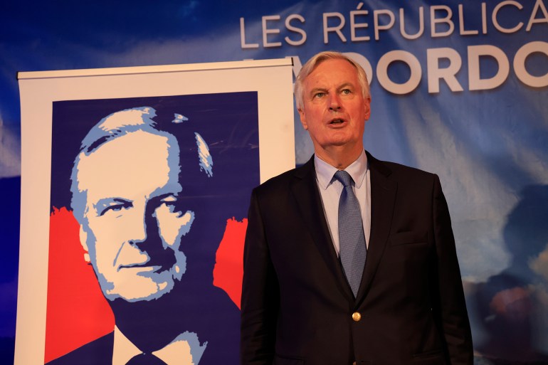 L'homme politique Michel Barnier lors du congrès des Républicains le 27 novembre 2021 à Sarlat. (Photo by Jean-Pierre BOUCHARD/Gamma-Rapho via Getty Images)