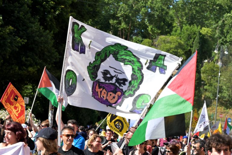 People take part in a demonstration against Italian government's DL sicurezza (security law decree) new security law targeting demonstrators in Rome on May 31, 2025.