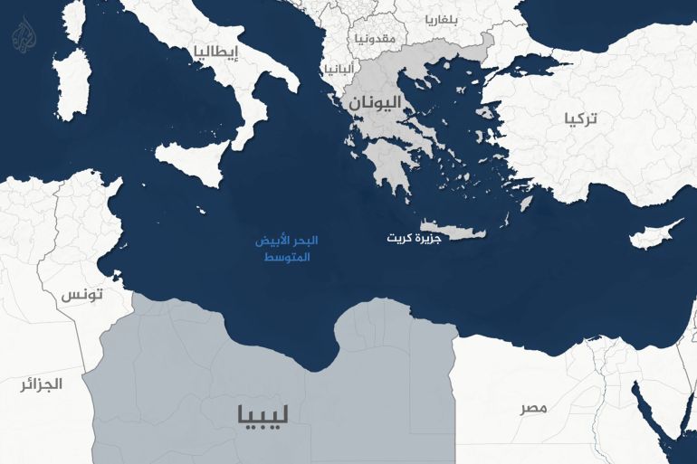 تصميم خاص _خريطة البحر المتوسط - لبيبا - اليونان