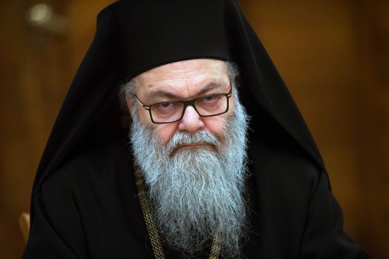 Greek Orthodox Patriarch of Antioch and all the East John X attends a meeting with Russian Foreign Minister Sergey Lavrov in Moscow, Russia, Tuesday, Dec. 5, 2017. (AP Photo/Ivan Sekretarev)