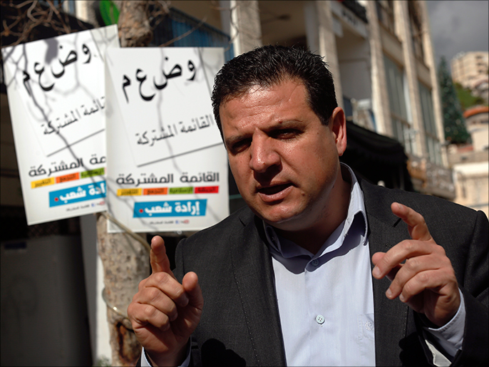 epa04644809 Ayman Odeh, leader of Hadash party and running for the United Arab List in 17 March Knesset elections, meets with journalists in Nazareth, Israel, 02 March 2015. Opinion polls suggest their United List would be the third largest party in the 120-seat Knesset with 12 seats, outstripping ultra-nationalist Avigdor Lieberman, whose Israel Beiteinu party initiated the higher threshold and is projected to win six seats. EPA