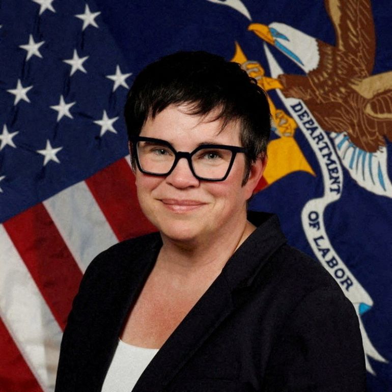 FILE PHOTO: Then-U.S. Labor Department's Bureau of Labor Statistics Commissioner Erika McEntarfer poses for a photograph in this undated handout image, obtained by Reuters on August 2. U.S. Bureau of Labor Statistics/Handout via REUTERS/File Photo