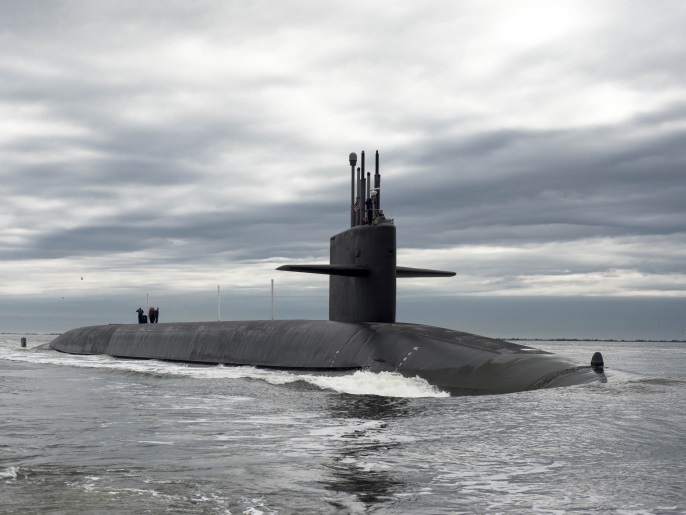 The Ohio-class ballistic missile submarine USS Tennessee returns to Naval Submarine Base Kings Bay, Georgia in this February 6, 2013 handout photo. The Tennessee and 13 other Ohio-class submarines are critical elements of the U.S. nuclear deterrent but the oldest has been in service for 33 years and the end of the fleet's useful life of 42 years is in sight. Every nuclear weapons delivery system in the U.S. arsenal ? the so-called triad of bombers, ballistic missil